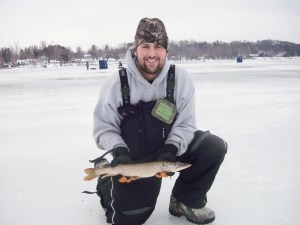 This little guy was caught while ice fishing on Sandy Pond. 